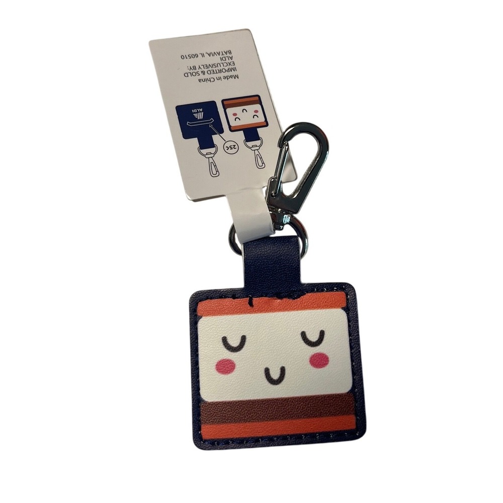 Aldi Keychain Quarter Holder S'mores Character Navy Blue Lobster Clasp NWT